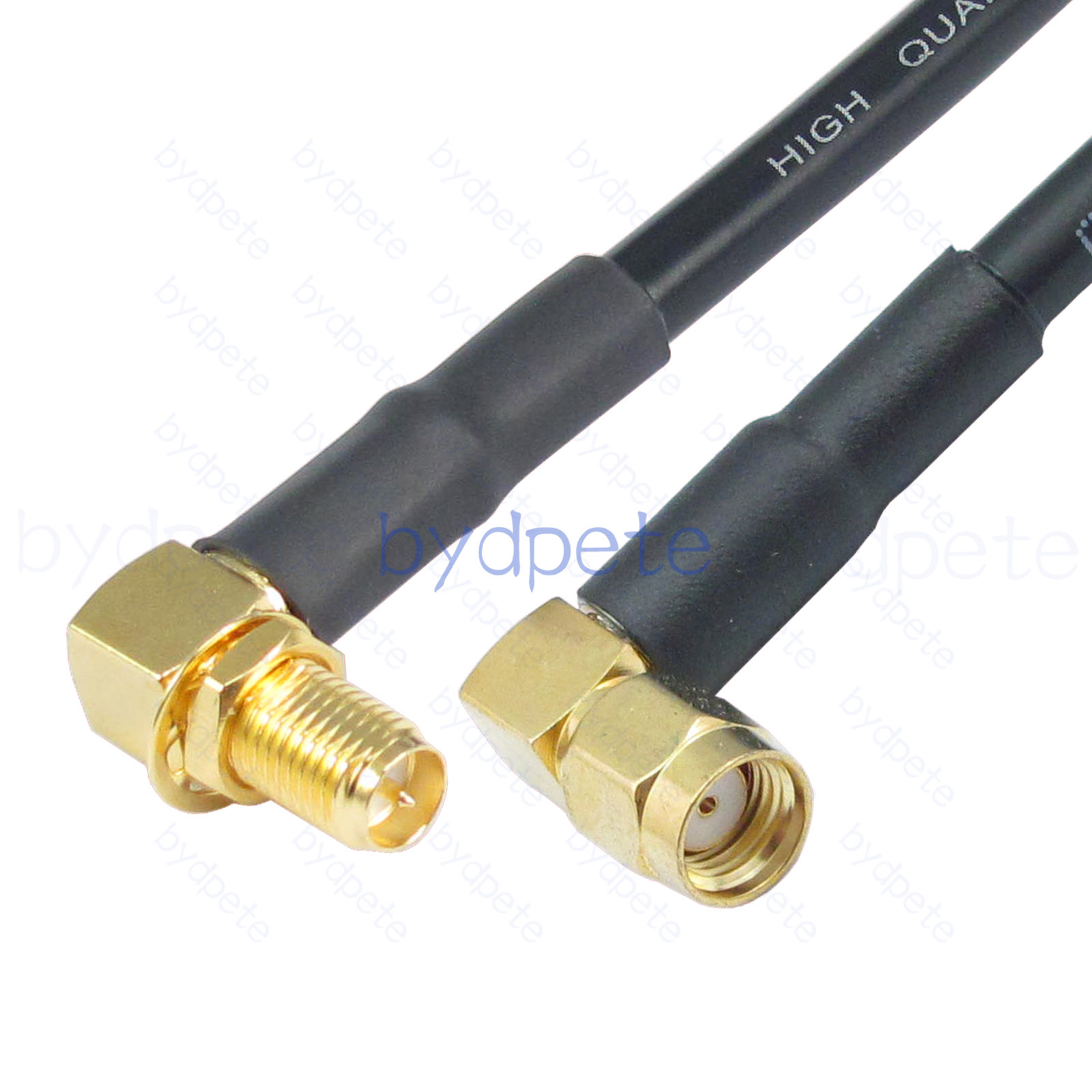 RP-SMA Male right angle 90 degree to RP-SMA Female right angle 90 degree RG58 Coaxial Cable Koaxial Kable 50Ohm extension lot bydpete BYDC020SMA58RR