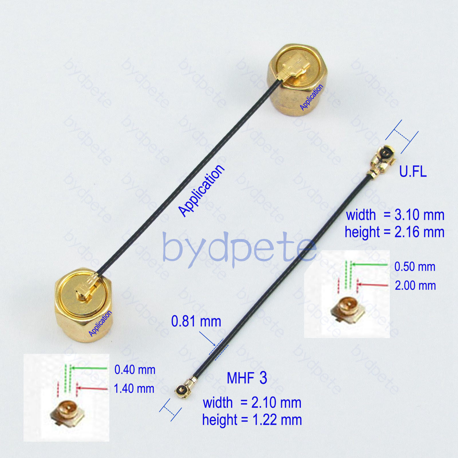 MHF3 III to U.FL IPX IPEX 0.81mm Pigtail Coax Jumper 2in Cable 5cm router wifi "