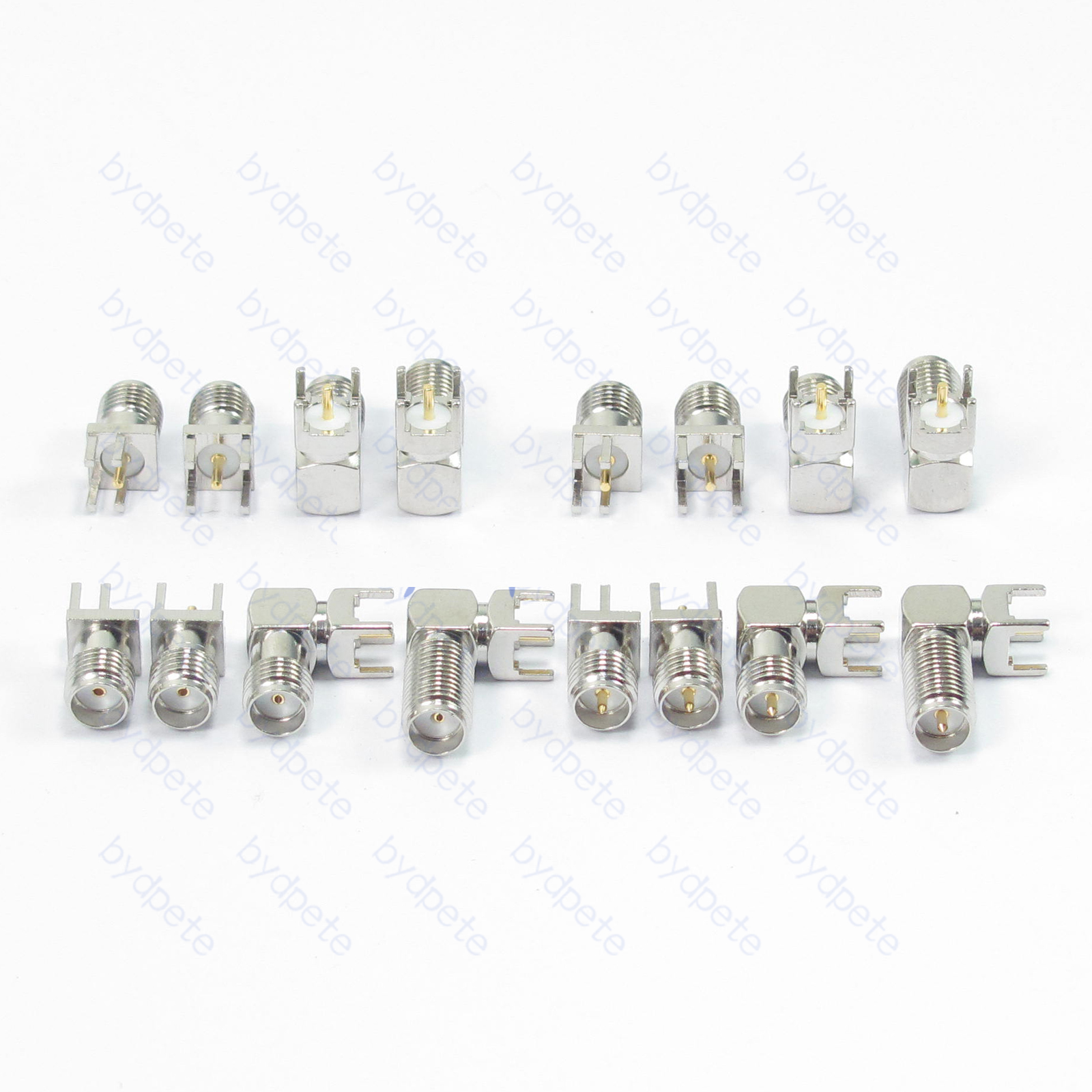 RP-SMA Female Connector Reverse polarity Nickel Plated Edge Mount Solder PCB 50ohms 50ohm Coax Coaxial bydpete