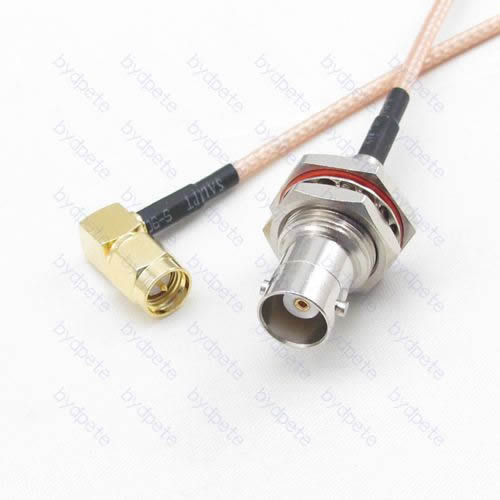 BNC female Bulkhead to SMA male plug Right Angle RG-316 RG316 cable coaxial pigtail coax kable 50ohm BYDC065BNC316LR BNC-SMA