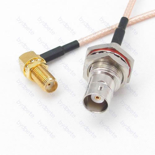BNC female Bulkhead to SMA female jack Right Angle RG-316 RG316 cable coaxial pigtail coax kable 50ohm BYDC066BNC316LR BNC-SMA