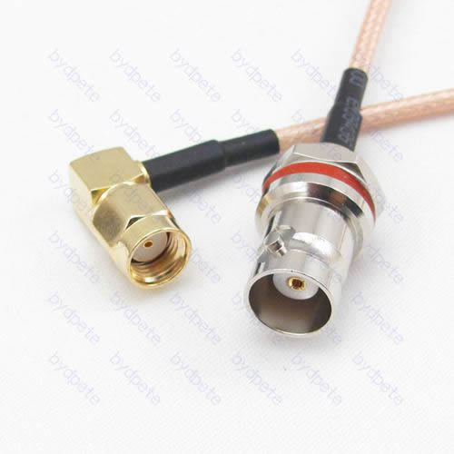 BNC female to RP-SMA male 90 degree Reverse Polarity RG-316 RG316 cable coaxial pigtail coax kable 50ohm BYDC067BNC316MR BNC-SMA