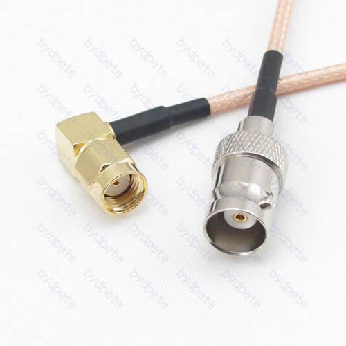 BNC female to RP-SMA male 90 degree Reverse Polarity RG-316 RG316 cable coaxial pigtail coax kable 50ohm BYDC067BNC316SR BNC-SMA