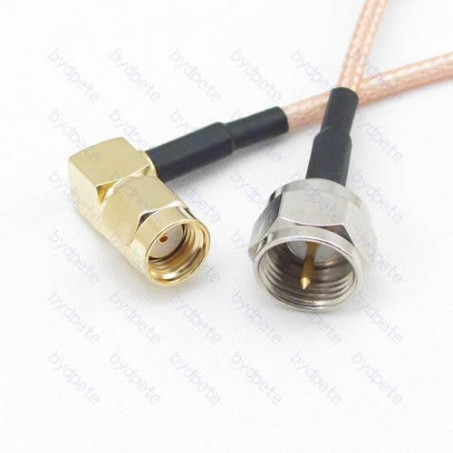 F male to RP-SMA male 90 degree Reverse Polarity RG-316 RG316 cable coaxial pigtail coax kable 50ohm BYDC143F316R2 F-SMA