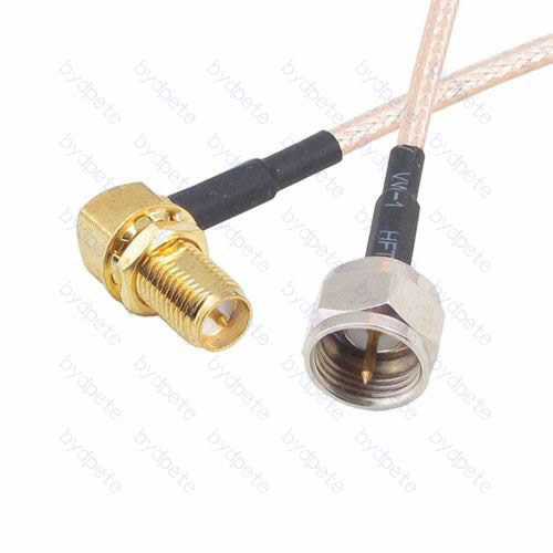 F male to RP-SMA female 90 degree Reverse Polarity RG-316 RG316 cable coaxial pigtail coax kable 50ohm BYDC144F316R2 F-SMA