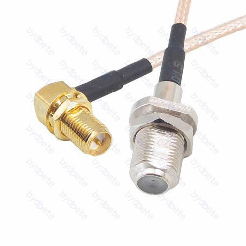 F female to RP-SMA female 90 degree Reverse Polarity RG-316 RG316 cable coaxial pigtail coax kable 50ohm BYDC148F316R2 F-SMA