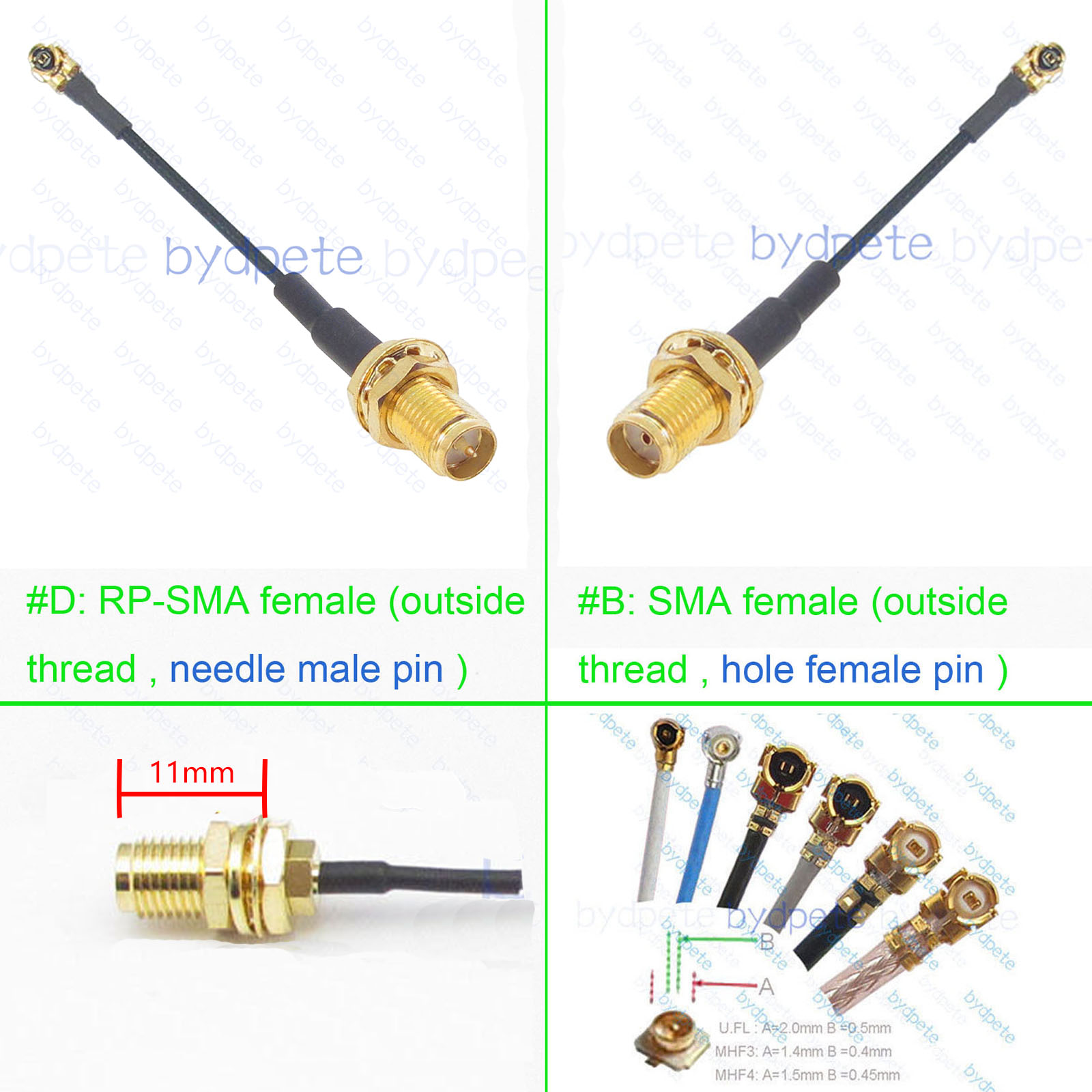 BPC2524UFL113A11 IPX UFL u.FL to SMA Female Screw=11mm RF1.13 Coaxial Cable Koax Kable Micro Coax Pigtail Jumper