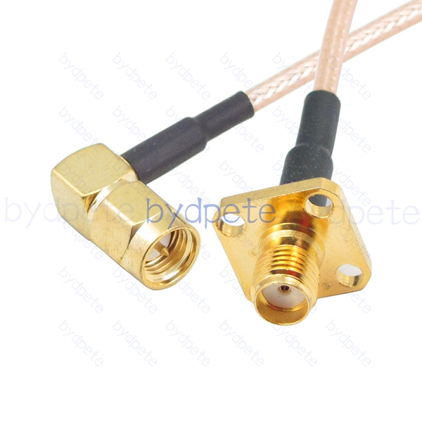 BPC005SMA316R1H4 SMA Male Right Angle 90Degree Plug to SMA Female 4holes panel jack RG-316 Coaxial Cable SMA Cable RG316 Assembly Coax Pigtial Jumper Cables