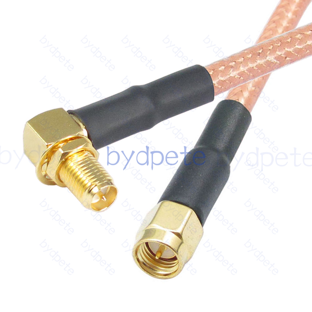 BPC007SMA142R2 SMA Male Plug to RPSMA Female Right Angle 90Degree Reverse Polarity Jack RG-142 Coaxial Cable SMA Cable RG142 Assembly Coax Pigtial Jumper