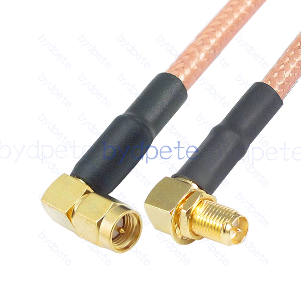 BPC007SMA142RR SMA Male Right Angle 90Degree Plug to RPSMA Female Right Angle 90Degree Reverse Polarity Jack RG-142 Coaxial Cable SMA Cable RG142 Assembly Coax Pigtial Jumper