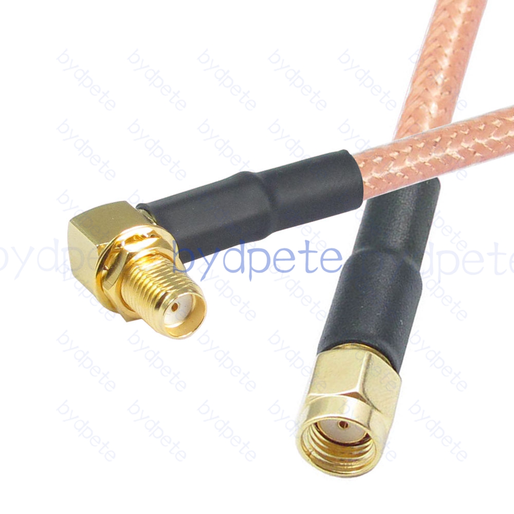 BPC008SMA142R1 SMA Female Right Angle 90Degree Jack to RPSMA Male Reverse Polarity Plug RG-142 Coaxial Cable SMA Cable RG142 Assembly Coax Pigtial Jumper