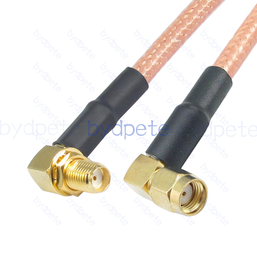 BPC008SMA142RR SMA Female Right Angle 90Degree Jack to RPSMA Male Right Angle 90Degree Reverse Polarity Plug RG-142 Coaxial Cable SMA Cable RG142 Assembly Coax Pigtial Jumper