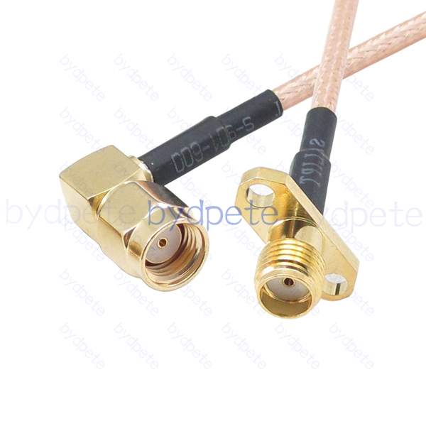 BPC008SMA316R1H2 RPSMA Male Right Angle 90Degree Reverse Polarity Plug to SMA Female 2holes panel jack RG-316 Coaxial Cable SMA Cable RG316 Assembly Coax Pigtial Jumper Cables