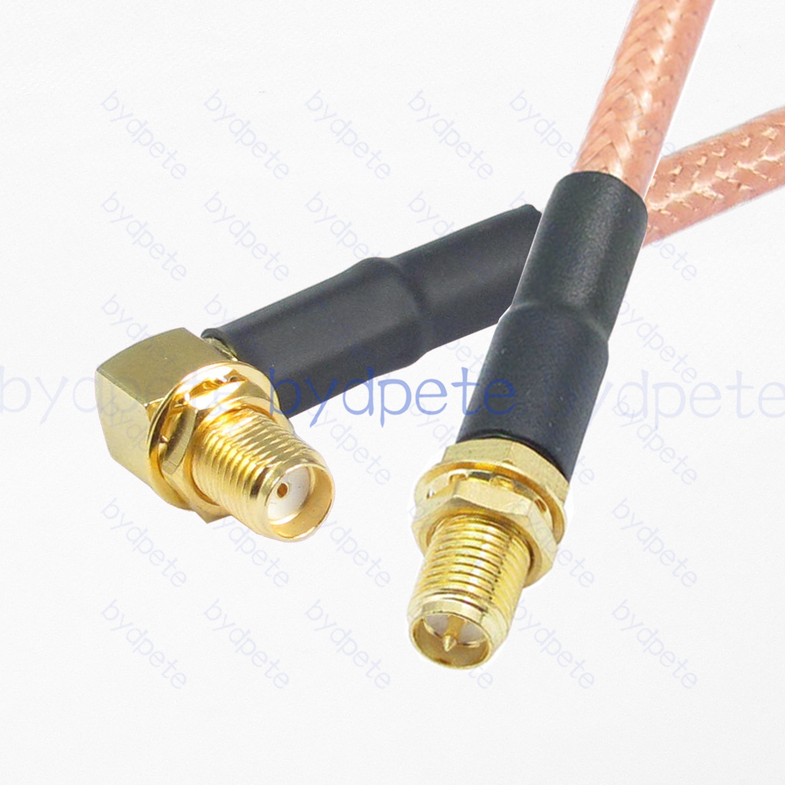 BPC009SMA142R1 SMA Female Right Angle 90Degree Jack to RPSMA Female Reverse Polarity Jack RG-142 Coaxial Cable SMA Cable RG142 Assembly Coax Pigtial Jumper