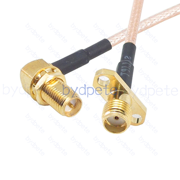 BPC009SMA316H2R2 SMA Female 2holes panel Jack to RPSMA Female Right Angle 90Degree Reverse Polarity Jack RG-316 Coaxial Cable SMA Cable RG316 Assembly Coax Pigtial Jumper Cables