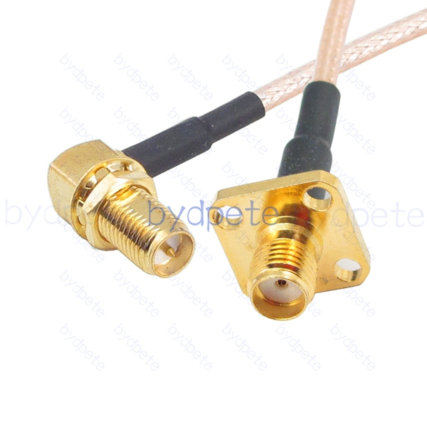 BPC009SMA316H4R2 SMA Female 4holes panel Jack to RPSMA Female Right Angle 90Degree Reverse Polarity Jack RG-316 Coaxial Cable SMA Cable RG316 Assembly Coax Pigtial Jumper Cables