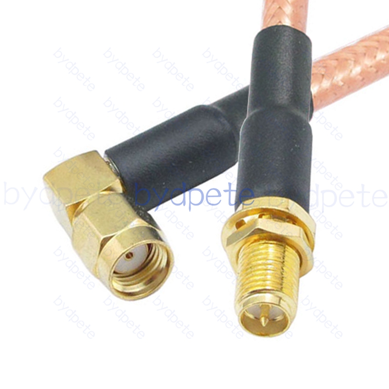 BPC010SMA142R1 RPSMA Male Right Angle 90Degree Reverse Polarity Plug to RPSMA Female Reverse Polarity Jack RG-142 Coaxial Cable SMA Cable RG142 Assembly Coax Pigtial Jumper
