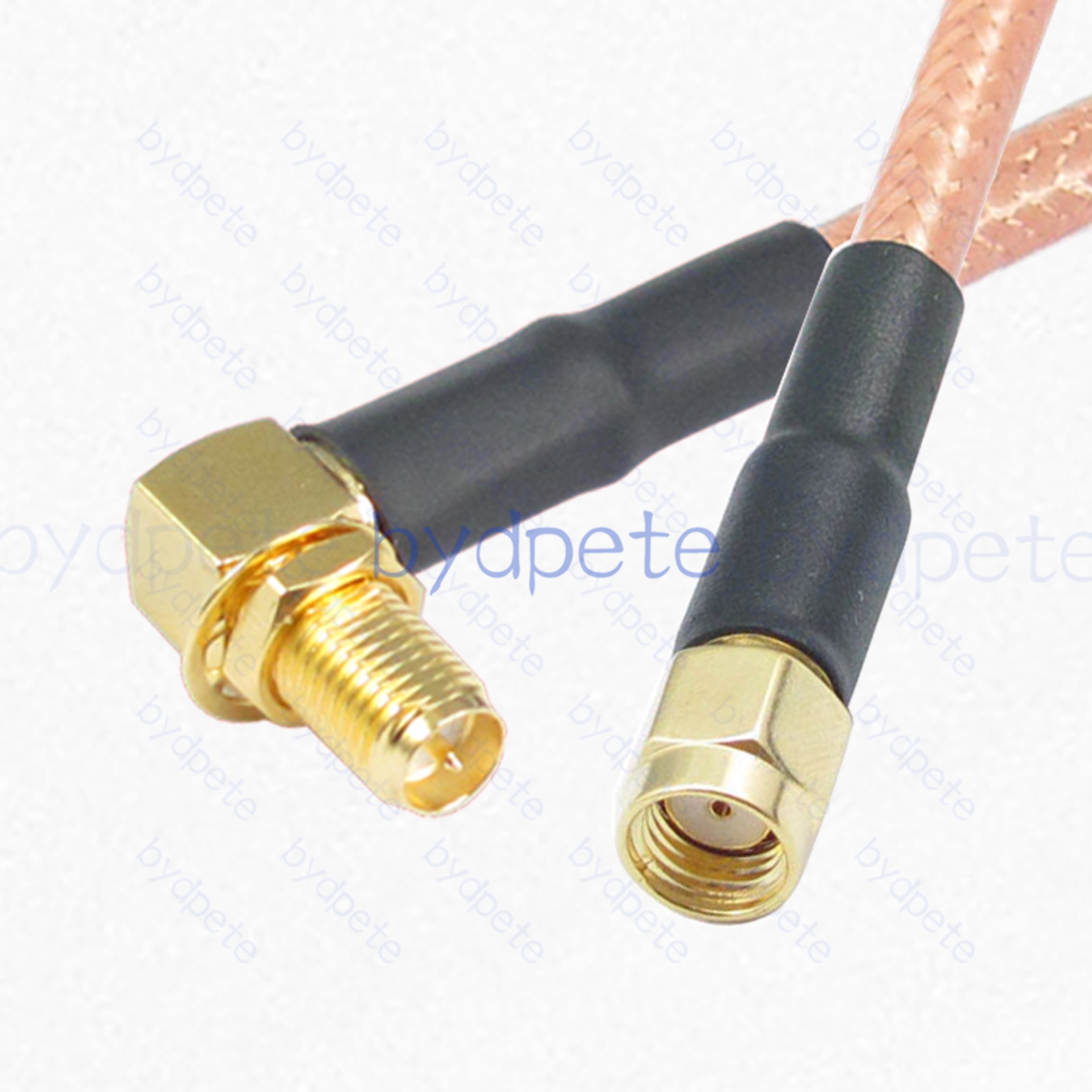 BPC010SMA142R2 RPSMA Male Reverse Polarity Plug to RPSMA Female Right Angle 90Degree Reverse Polarity Jack RG-142 Coaxial Cable SMA Cable RG142 Assembly Coax Pigtial Jumper