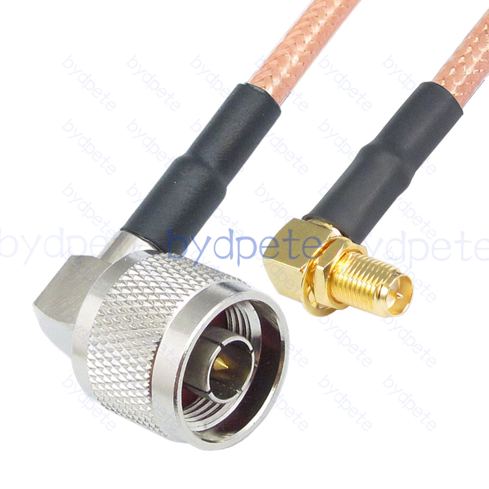 BPC024N142RR N-Type Male Right Angle 90Degree Plug to RPSMA Female Right Angle 90Degree Reverse Polarity Jack RG-142 Coaxial Cable N Cable RG142 Assembly Coax Pigtial Jumper