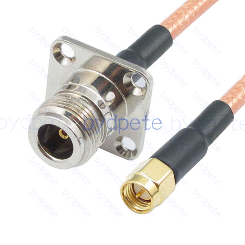 BPC025N142H41 N-Type Female 4holes panel Jack to SMA Male RG-142 Coaxial Cable N Cable RG142 Assembly Coax Pigtial Jumper