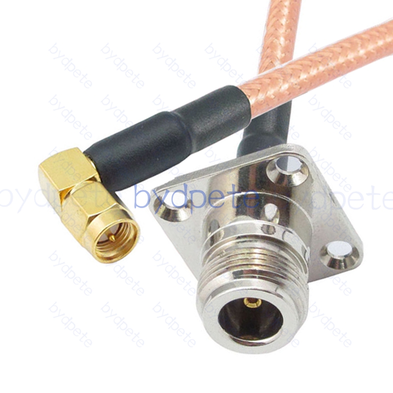 BPC025N142H41R2 N-Type Female 4holes panel Jack to SMA Male Right Angle 90Degree RG-142 Coaxial Cable N Cable RG142 Assembly Coax Pigtial Jumper