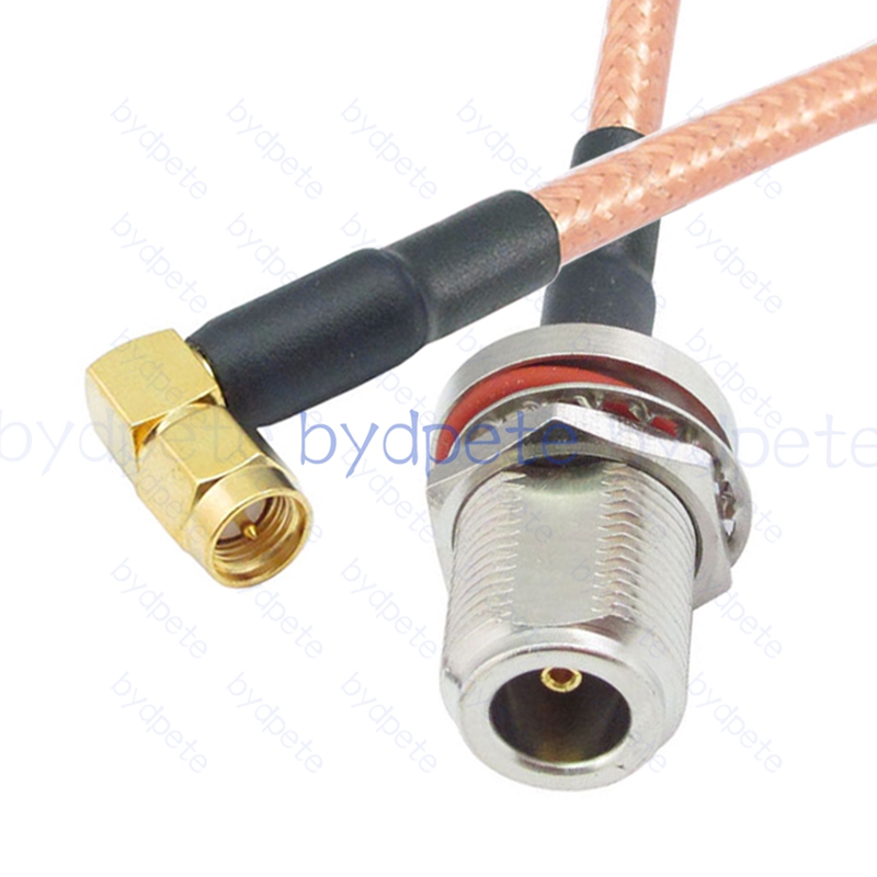 BPC025N142W1R2 N-Type Female Bulkhead Waterproof Jack to SMA Male Right Angle 90Degree RG-142 Coaxial Cable N Cable RG142 Assembly Coax Pigtial Jumper