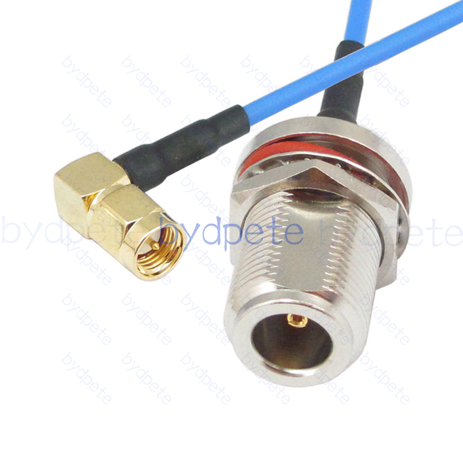 BPC025N405BW1R2 N Female Bulkhead Waterproof Jack to SMA Male Right Angle 90Degree Plug RG-405 Coaxial Cable N Cable RG405B Assembly Coax Semi Rigid Flexible Low Loss Cable