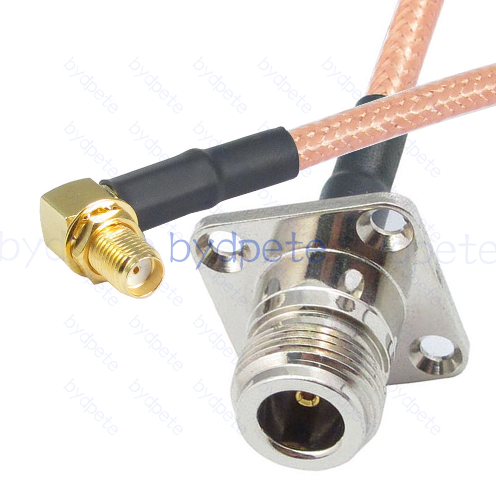 BPC026N142H4R2 N-Type Female 4holes panel Jack to SMA Female Right Angle 90Degree RG-142 Coaxial Cable N Cable RG142 Assembly Coax Pigtial Jumper