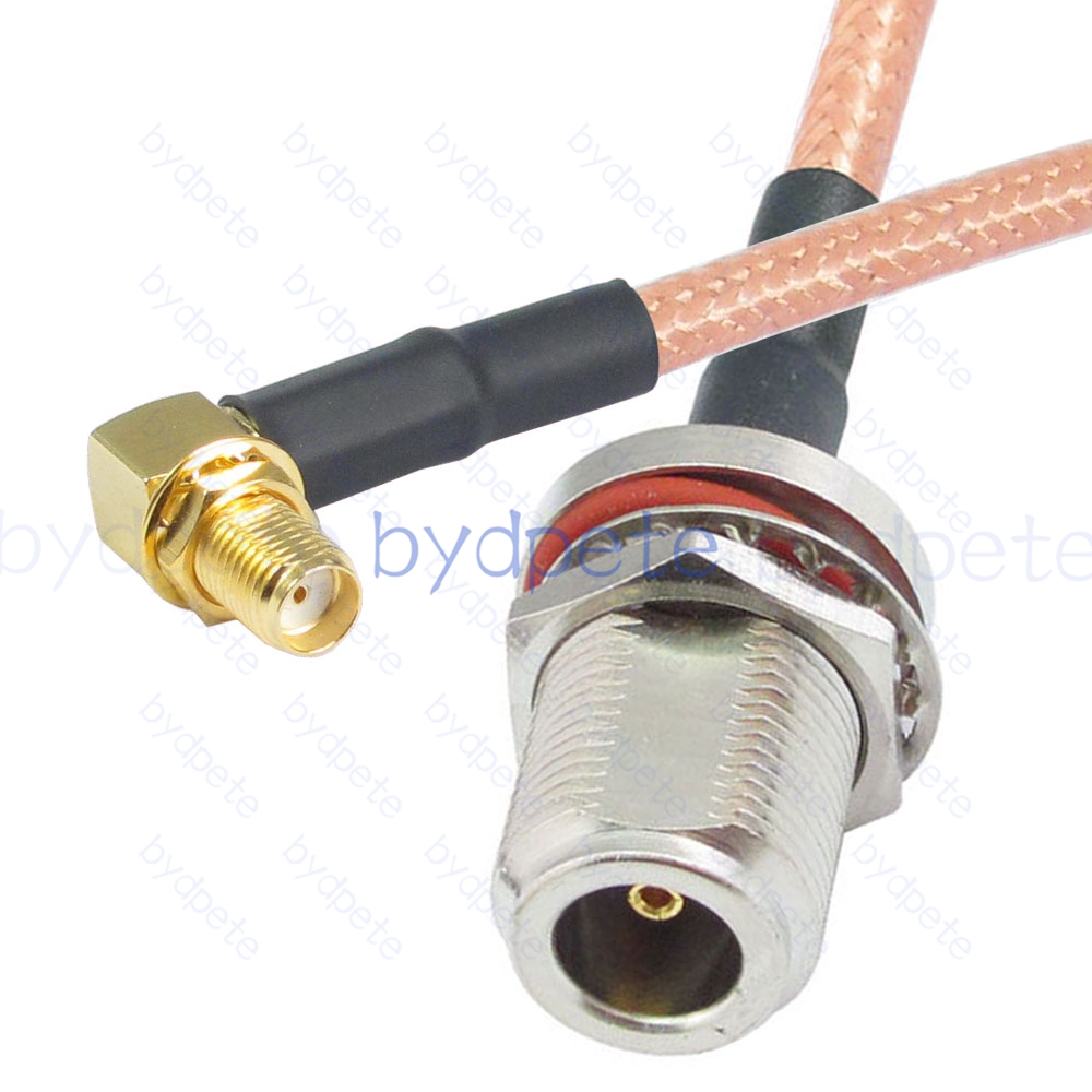 BPC026N142W1R2 N-Type Female Bulkhead Waterproof Jack to SMA Female Right Angle 90Degree RG-142 Coaxial Cable N Cable RG142 Assembly Coax Pigtial Jumper