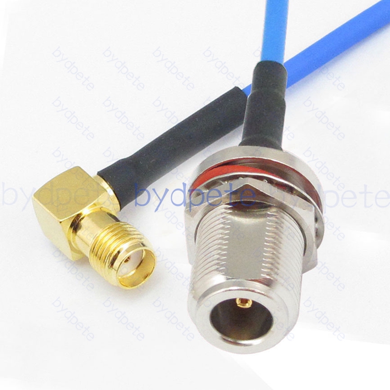 BPC026N405BW1R2 N Female Bulkhead Waterproof Jack to SMA Female Right Angle 90Degree Jack RG-405 Coaxial Cable N Cable RG405B Assembly Coax Semi Rigid Flexible Low Loss Cable