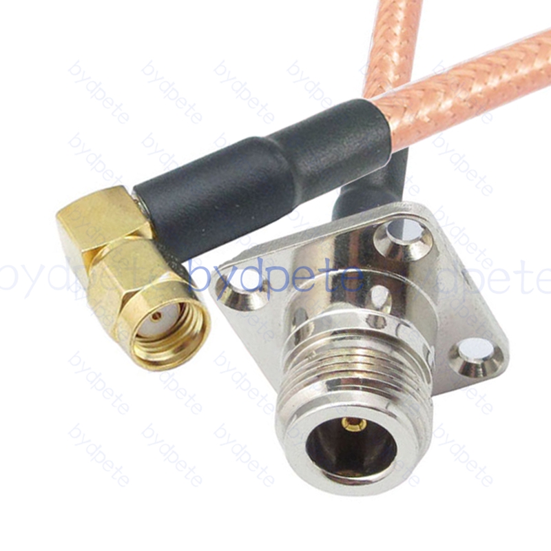 BPC027N142H4R2 N-Type Female 4holes panel Jack to RPSMA Male Right Angle 90Degree Reverse Polarity RG-142 Coaxial Cable N Cable RG142 Assembly Coax Pigtial Jumper
