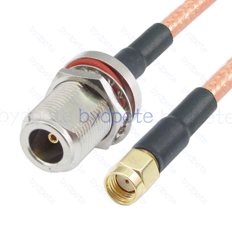 BPC027N142W1 N-Type Female Bulkhead Waterpoor Jack to RPSMA Male Reverse Polarity RG-142 Coaxial Cable N Cable RG142 Assembly Coax Pigtial Jumper