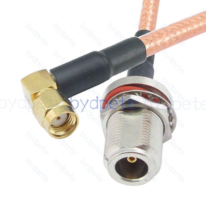 BPC027N142W1R2 N-Type Female Bulkhead Waterpoor Jack to RPSMA Male Right Angle 90Degree Reverse Polarity RG-142 Coaxial Cable N Cable RG142 Assembly Coax Pigtial Jumper