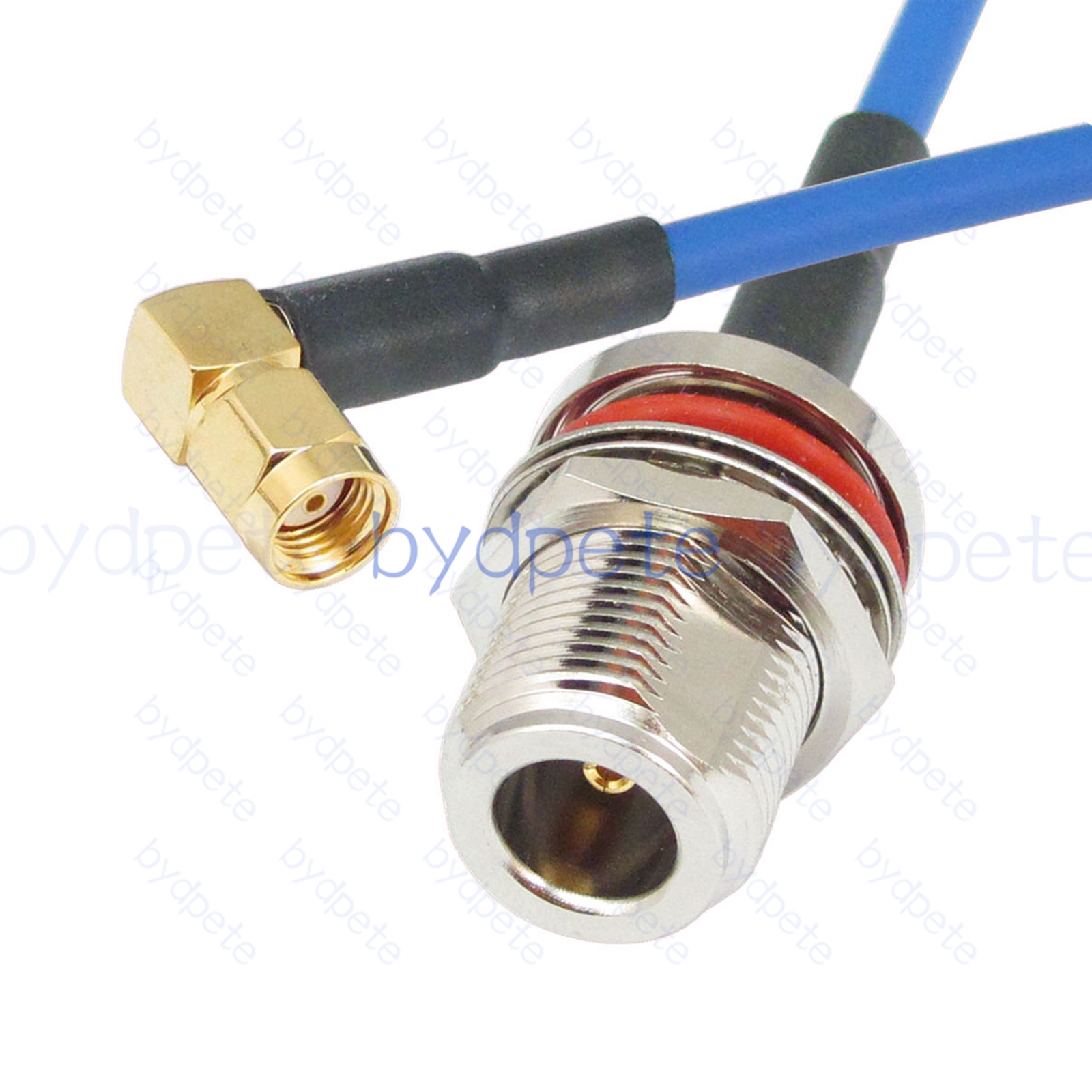 BPC027N402BW1R2 N Female Bulkhead Waterproof Jack to RPSMA Male Right Angle 90Degree Reverse Polarity RG-402 Coaxial Cable N Cable RG402B Assembly Coax Semi Rigid Flexible Low Loss Cable