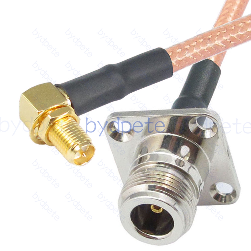 BPC028N142H4R2 N-Type Female 4holes panel Jack to RPSMA Female Right Angle 90Degree Reverse Polarity Jack RG-142 Coaxial Cable N Cable RG142 Assembly Coax Pigtial Jumper