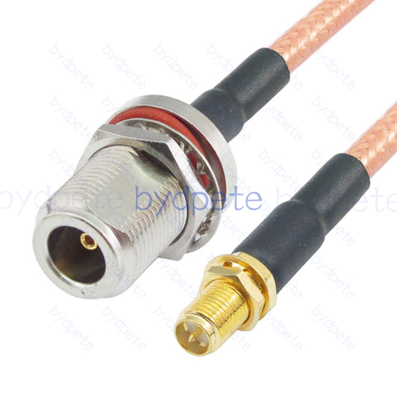 BPC028N142W1 N-Type Female Bulkhead Waterproof Jack to RPSMA Female Reverse Polarity Jack RG-142 Coaxial Cable N Cable RG142 Assembly Coax Pigtial Jumper