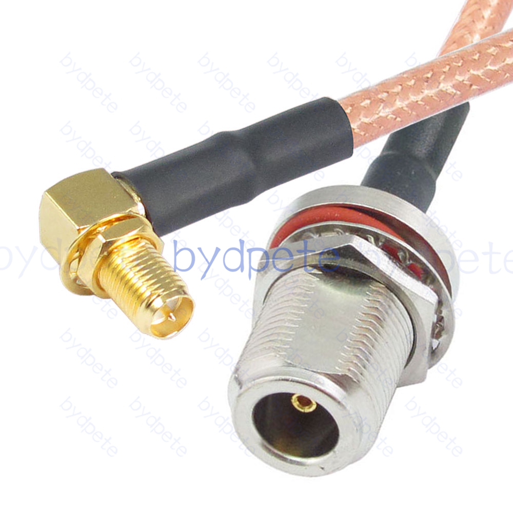 BPC028N142W1R2 N-Type Female Bulkhead Waterproof Jack to RPSMA Female Right Angle 90Degree Reverse Polarity Jack RG-142 Coaxial Cable N Cable RG142 Assembly Coax Pigtial Jumper
