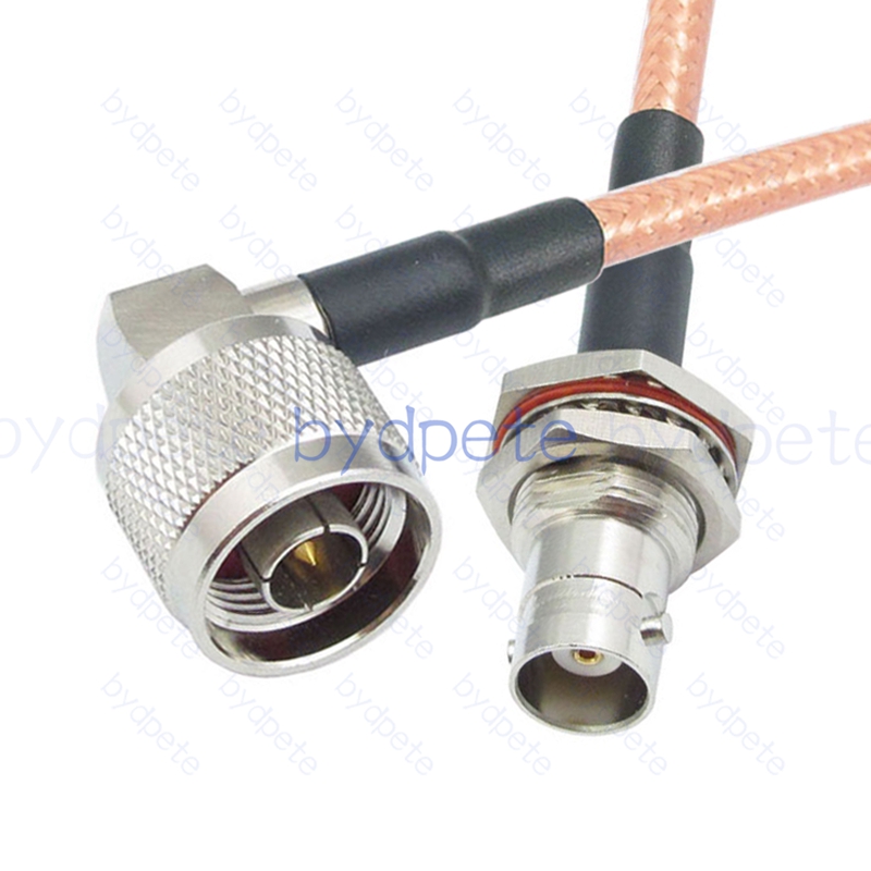 BPC034N142R1L2 N-Type Male Right Angle 90Degree Plug to BNC Female Bulkhead Waterproof RG-142 Coaxial Cable N Cable RG142 Assembly Coax Pigtial Jumper