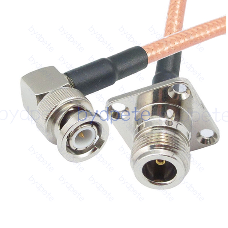 BPC035N142H41R2 N-Type Female 4holes panel Jack to BNC Male Right Angle 90Degree RG-142 Coaxial Cable N Cable RG142 Assembly Coax Pigtial Jumper