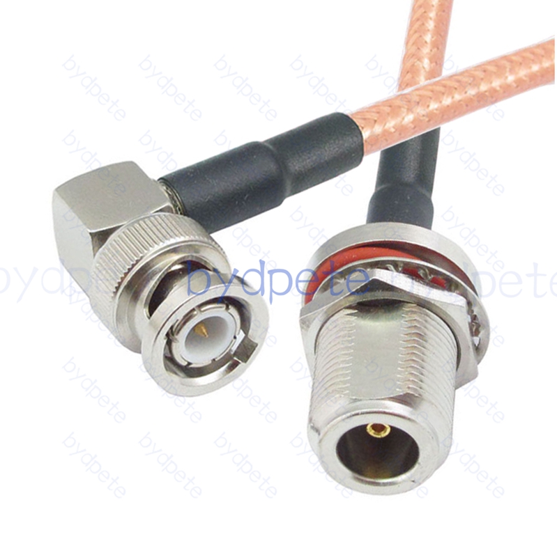 BPC035N142W1R2 N-Type Female Bulkhead Waterproof Jack to BNC Male Right Angle 90Degree RG-142 Coaxial Cable N Cable RG142 Assembly Coax Pigtial Jumper