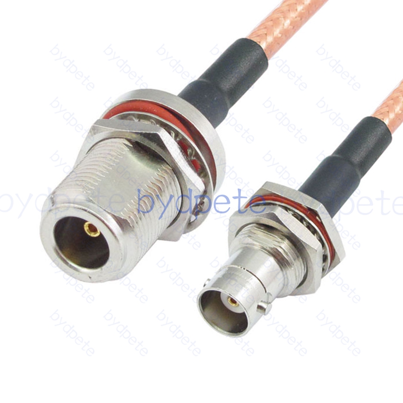 BPC036N142W1L2 N-Type Female Bulkhead Waterproof Jack to BNC Female Bulkhead Waterproof RG-142 Coaxial Cable N Cable RG142 Assembly Coax Pigtial Jumper