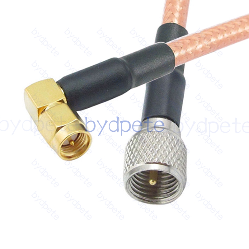 BPC041UHF142M1R2 Mini UHF Male PL259 Plug to SMA Male Right Angle 90Degree RG-142 Coaxial Cable UHF Cable RG142 Assembly Coax Pigtial Jumper
