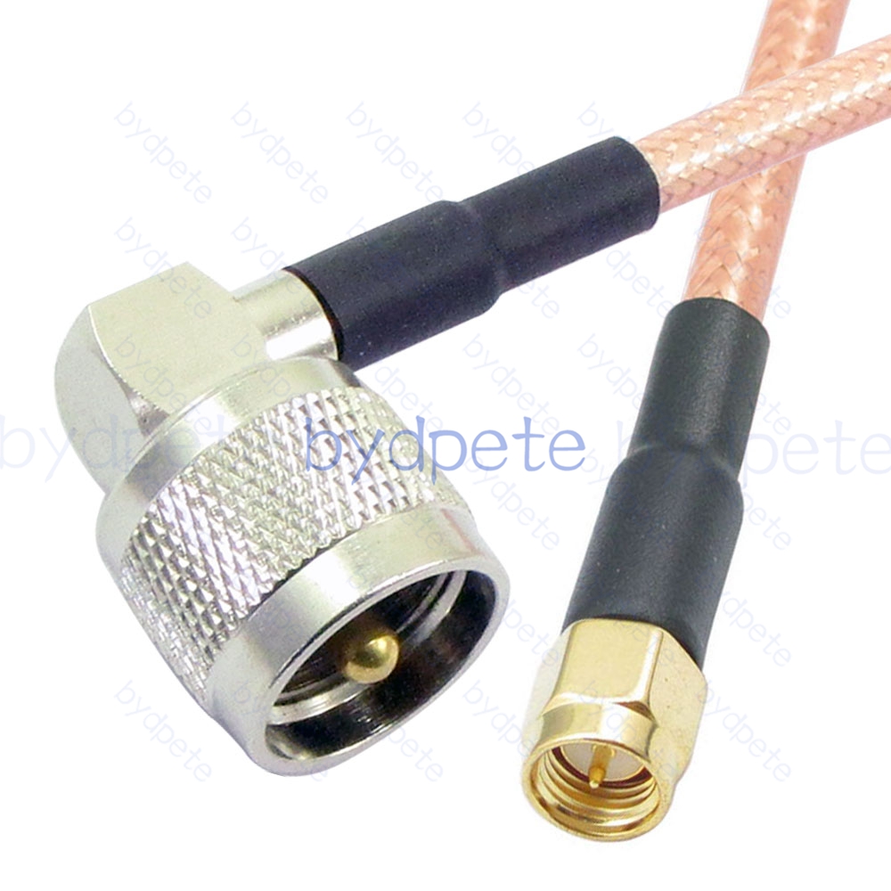 BPC041UHF142R1 UHF Male Right Angle 90Degree PL259 Plug to SMA Male RG-142 Coaxial Cable UHF Cable RG142 Assembly Coax Pigtial Jumper