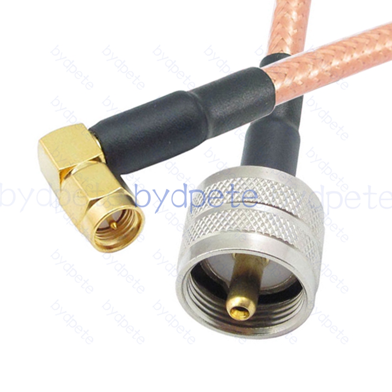 BPC041UHF142R2 UHF Male PL259 Plug to SMA Male Right Angle 90Degree RG-142 Coaxial Cable UHF Cable RG142 Assembly Coax Pigtial Jumper