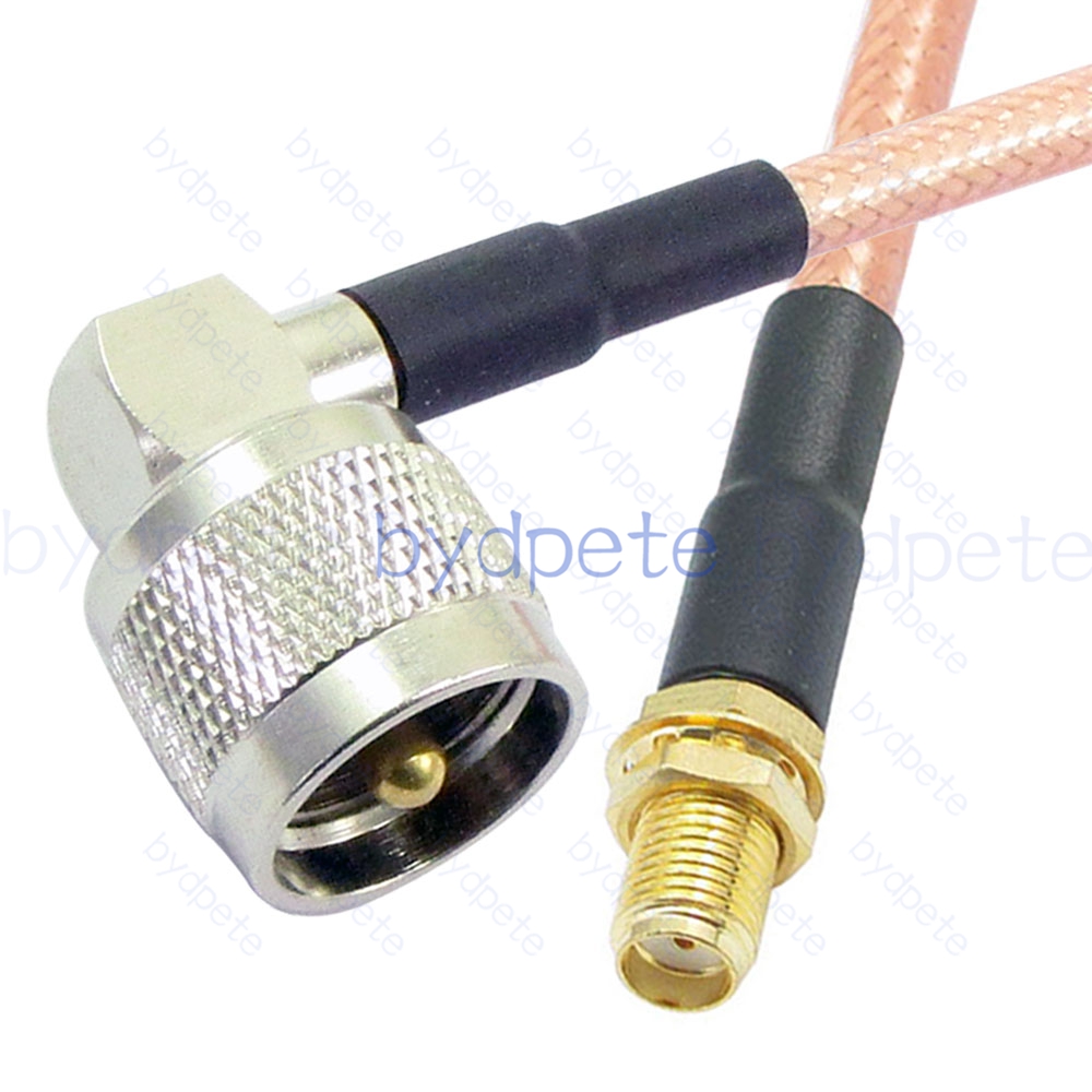 BPC042UHF142R1 UHF Male Right Angle 90Degree PL259 Plug to SMA Female RG-142 Coaxial Cable UHF Cable RG142 Assembly Coax Pigtial Jumper