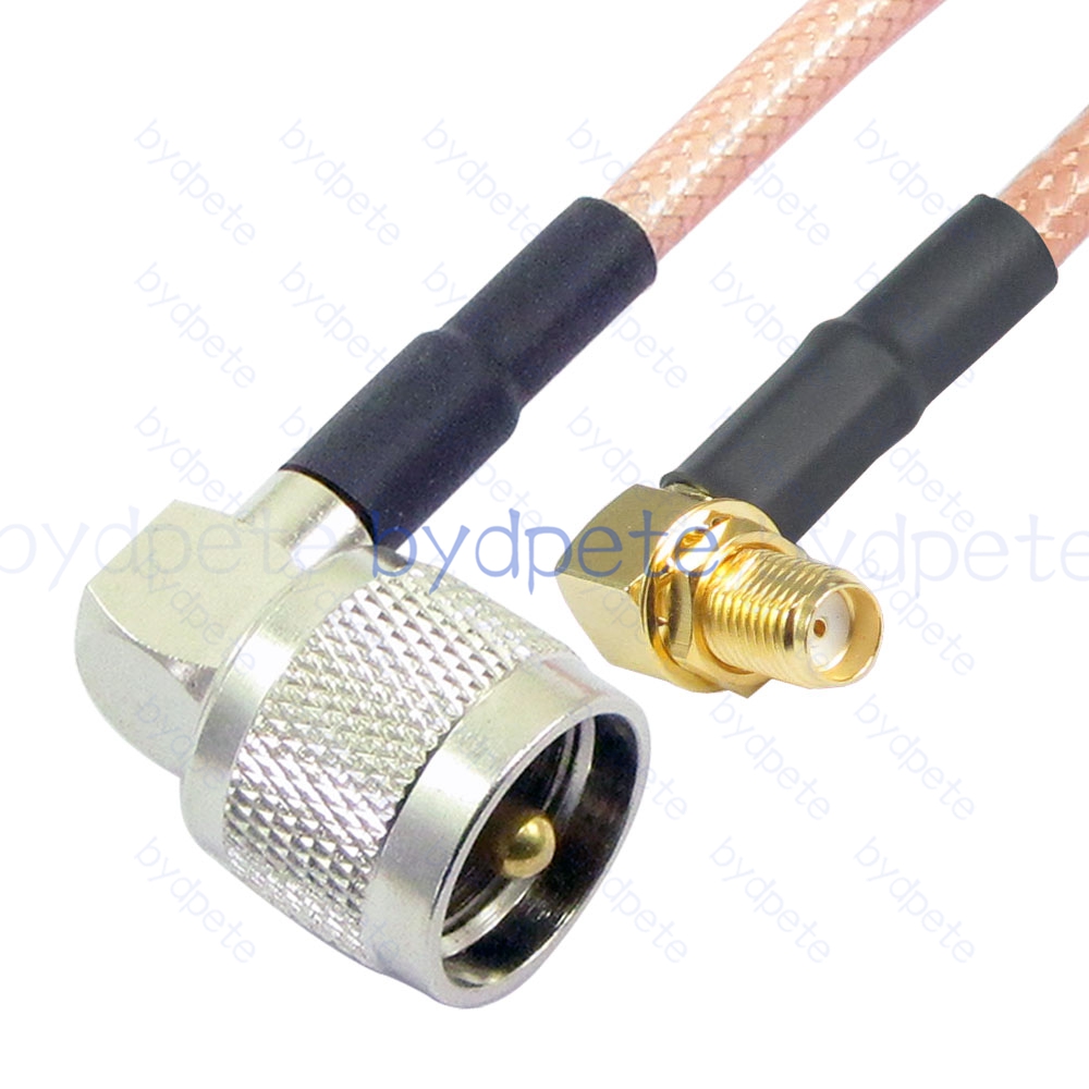 BPC042UHF142RR UHF Male Right Angle 90Degree PL259 Plug to SMA Female Right Angle 90Degree RG-142 Coaxial Cable UHF Cable RG142 Assembly Coax Pigtial Jumper