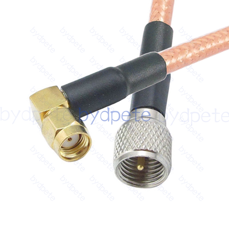 BPC043UHF142M1R2 Mini UHF Male PL259 Plug to RPSMA Male Right Angle 90Degree Reverse Polarity RG-142 Coaxial Cable UHF Cable RG142 Assembly Coax Pigtial Jumper