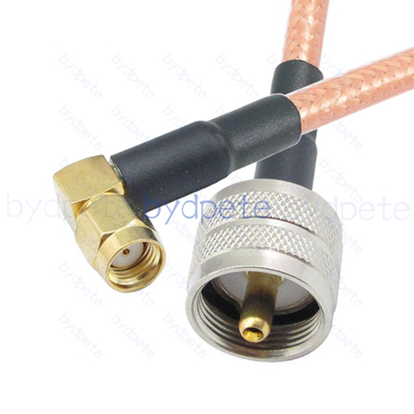 BPC043UHF142R2 UHF Male PL259 Plug to RPSMA Male Right Angle 90Degree Reverse Polarity RG-142 Coaxial Cable UHF Cable RG142 Assembly Coax Pigtial Jumper