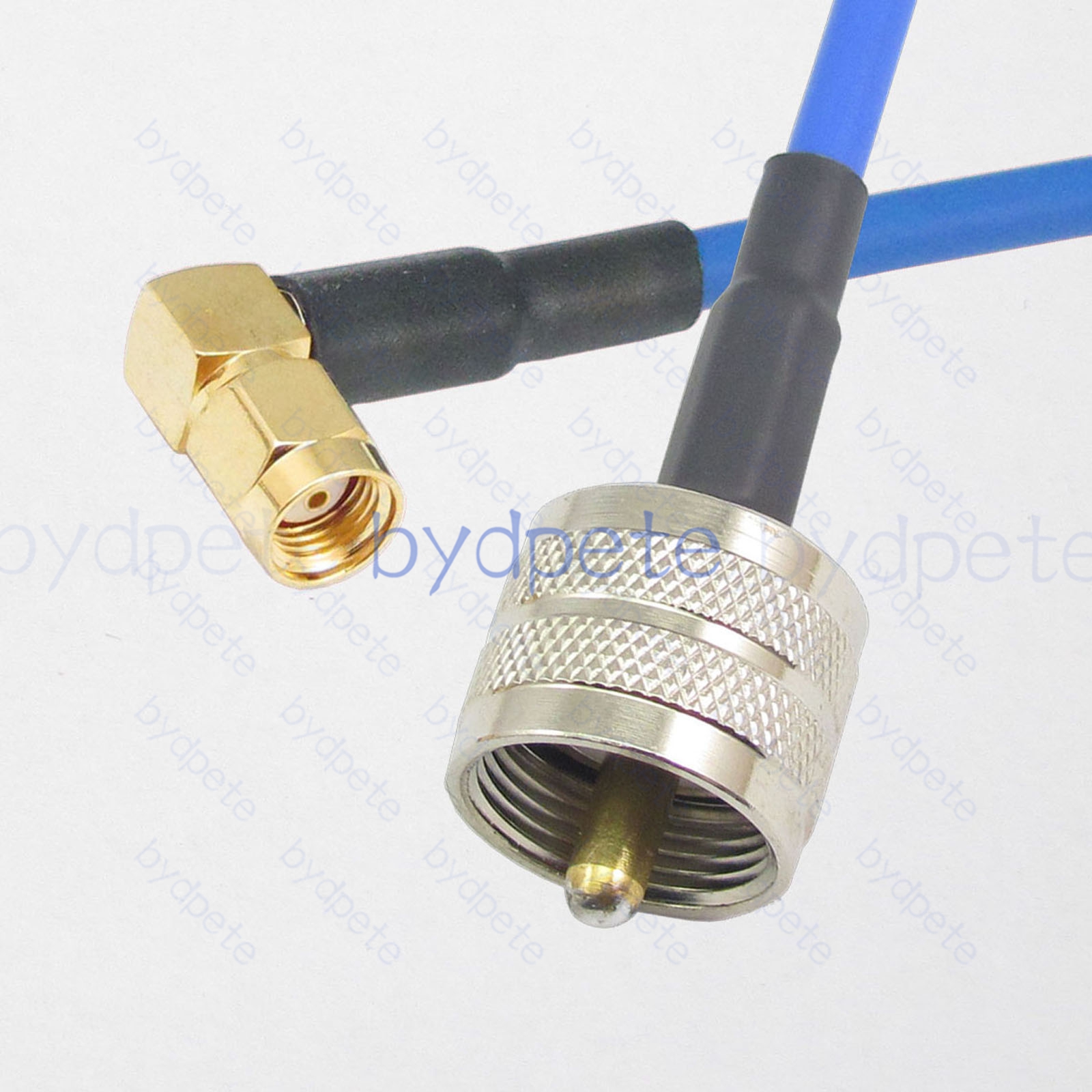 BPC043UHF402BR2 UHF Male PL259 Plug to RPSMA Male Right Angle 90Degree Reverse Polarity Plug RG-402 Coaxial Cable UHF Cable RG402B Assembly Coax Semi Rigid Flexible Low Loss Cable