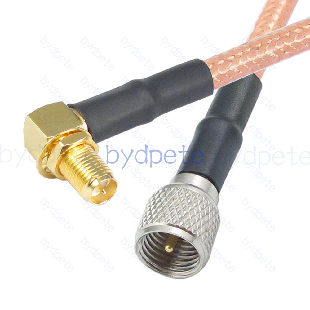 BPC044UHF142M1R2 Mini UHF Male PL259 Plug to RPSMA Female Right Angle 90Degree Reverse Polarity RG-142 Coaxial Cable UHF Cable RG142 Assembly Coax Pigtial Jumper